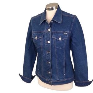 Escada Sport Womens Blue Button Down Collared Denim Jean Jacket Size 44
